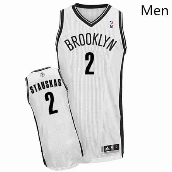 Mens Adidas Brooklyn Nets 2 Nik Stauskas Authentic White Home NBA Jersey